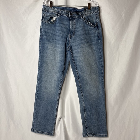 2 tpj Jeans Mens 34x28 Blue Athletic Fit Stretch Denim 5 Pocket Jeans - Picture 8 of 13